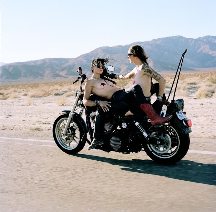 Girls on a motorcycle in Samara