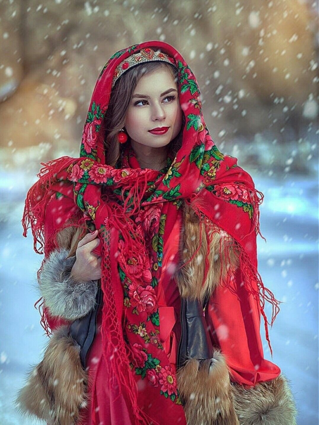 Beautiful girl Women in Slavic costumes in Samara