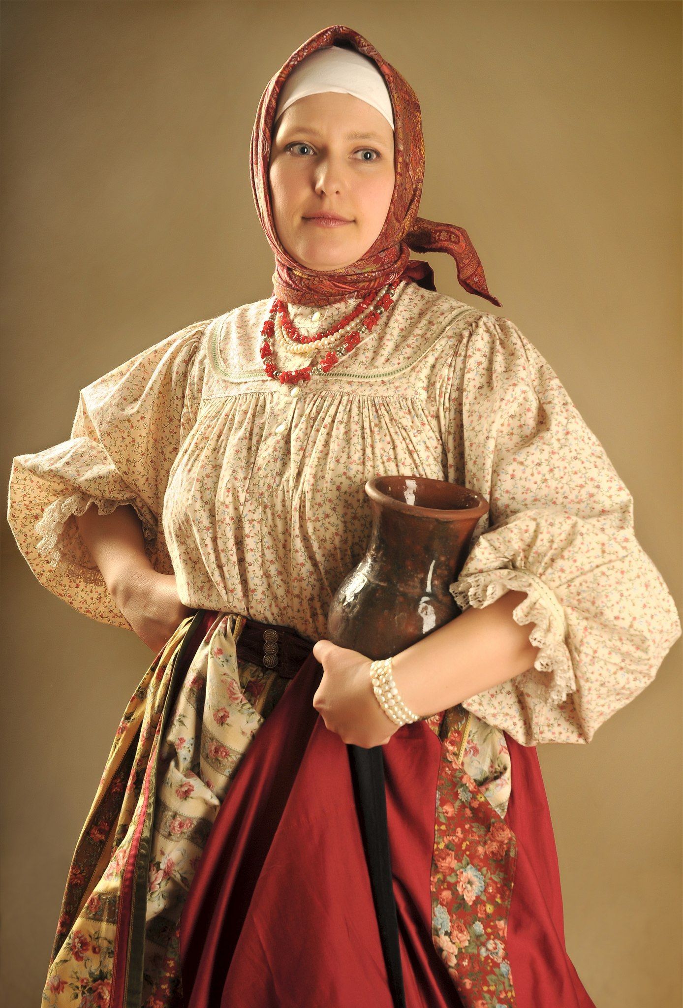 Girls in Slavic costumes in Samara